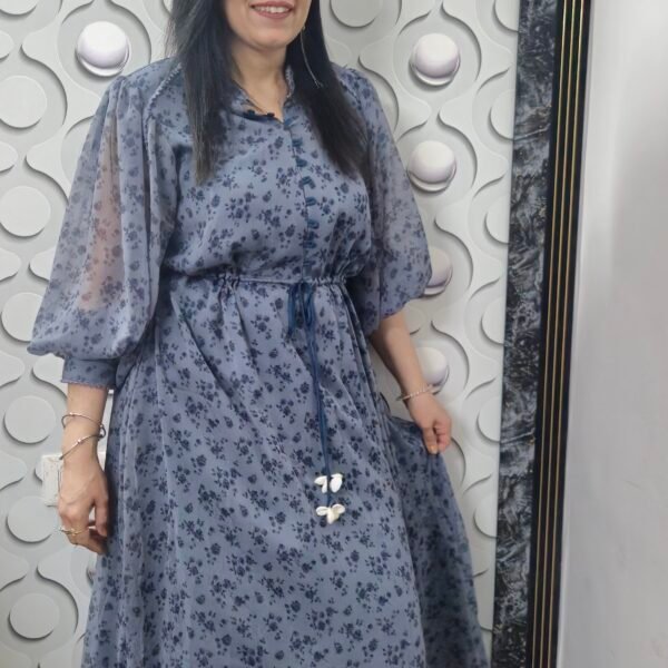 Elegant Smoky Grey Chiffon Cocktail Dress