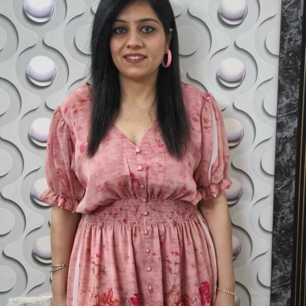 Pink Floral Chiffon Cocktail Dress