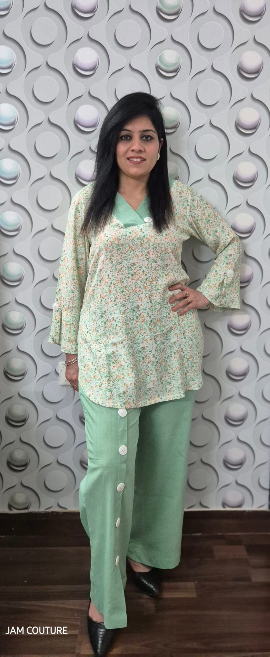 Breezy Light Green Abstract Print Co-Ord