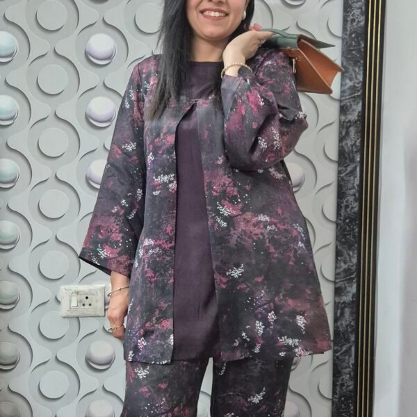 Luxury Satin Silk 3-Piece Designer Co-Ord Set