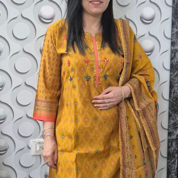 Exquisite Mustard Modal Silk Suit