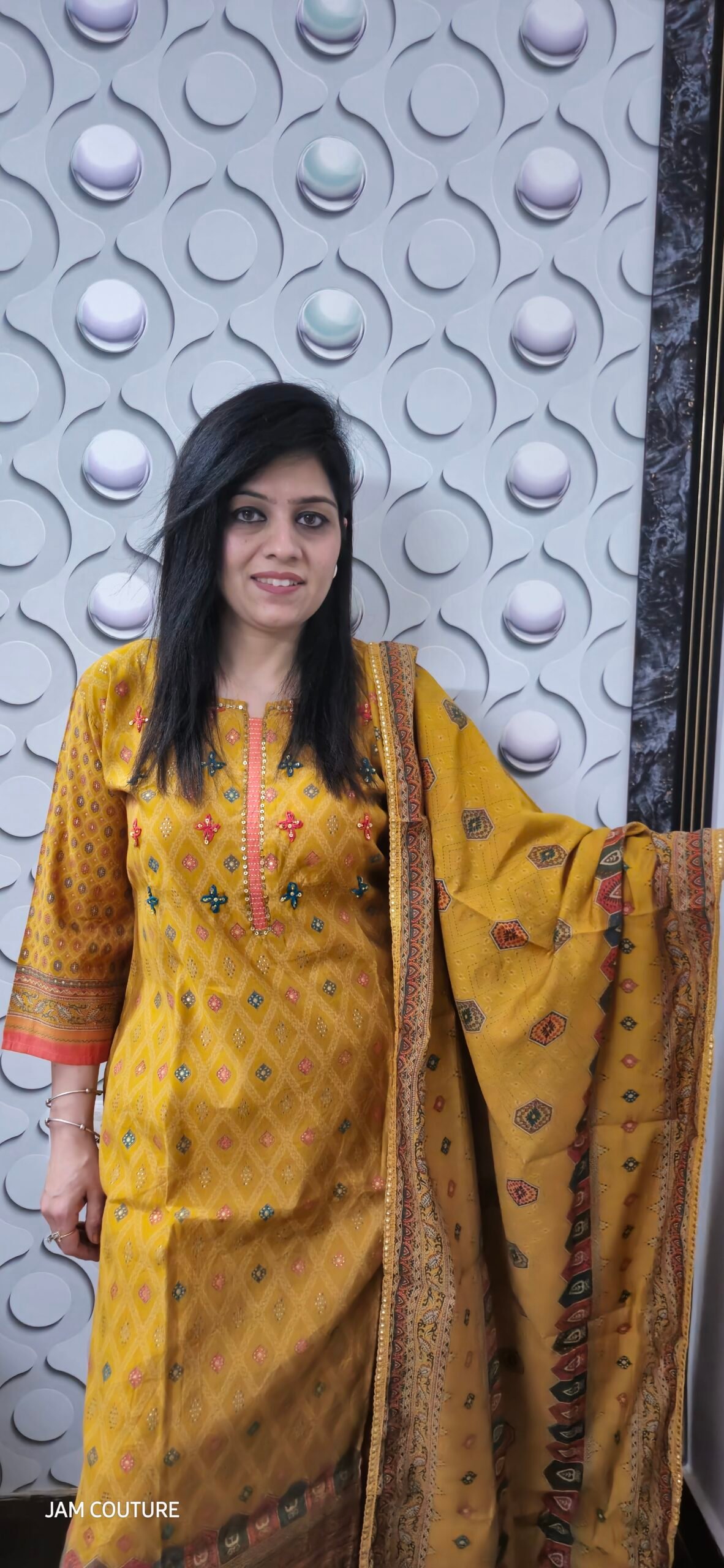 Exquisite Mustard Modal Silk Suit