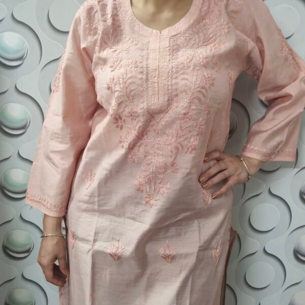 Muslin Lucknowi Embroidered Kurti