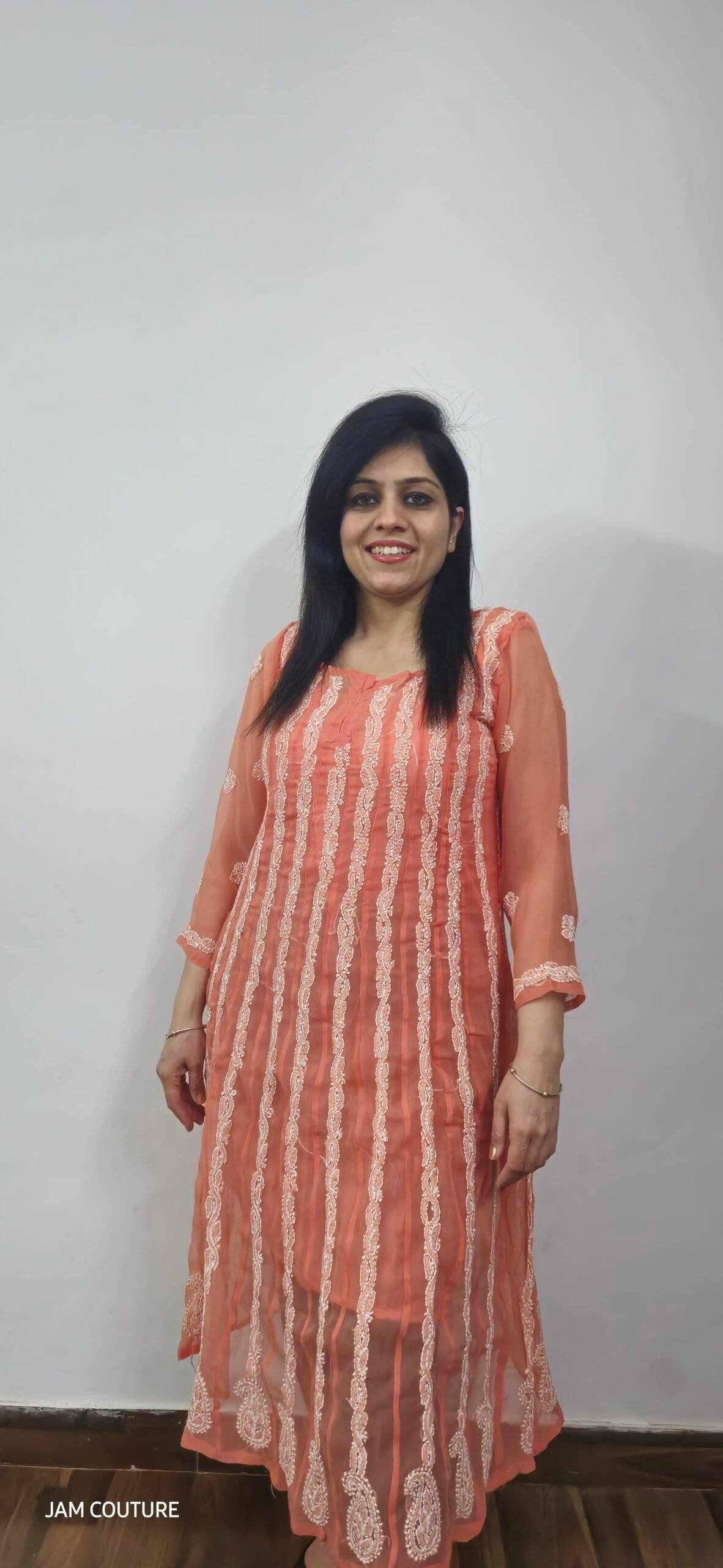 Graceful Lucknowi Chikankari Anarkali Kurti