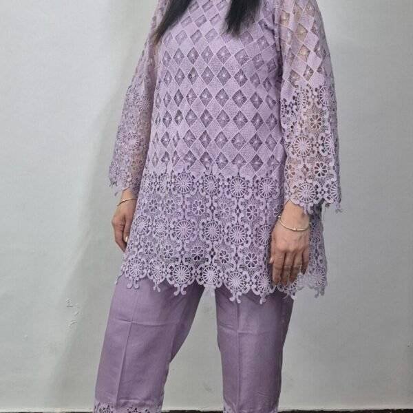 Elegant Purple Lace Fabric Co-Ord Set