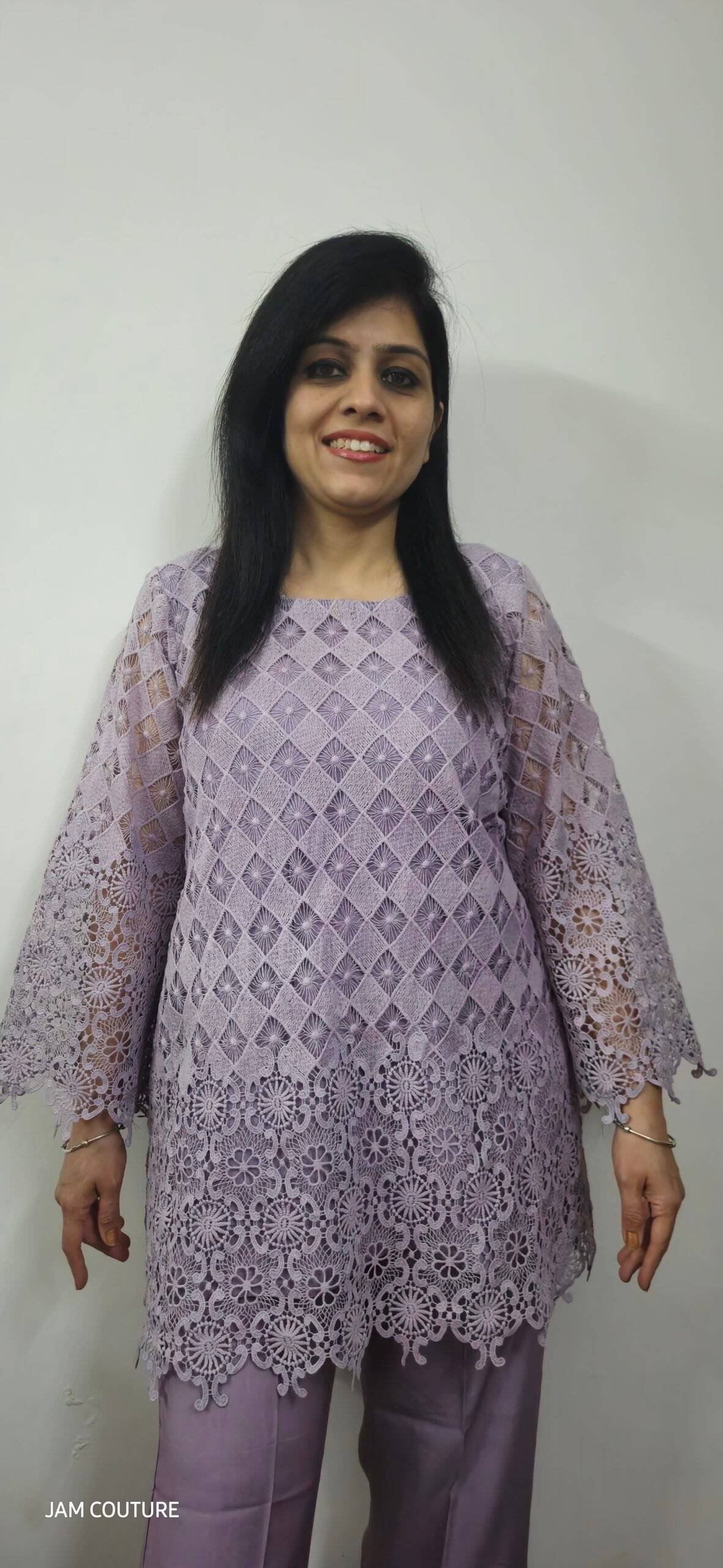 Elegant Purple Lace Fabric Co-Ord Set