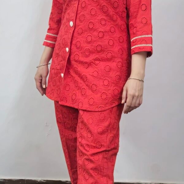 Regal Red Hakuba Chikan Co-Ord Set