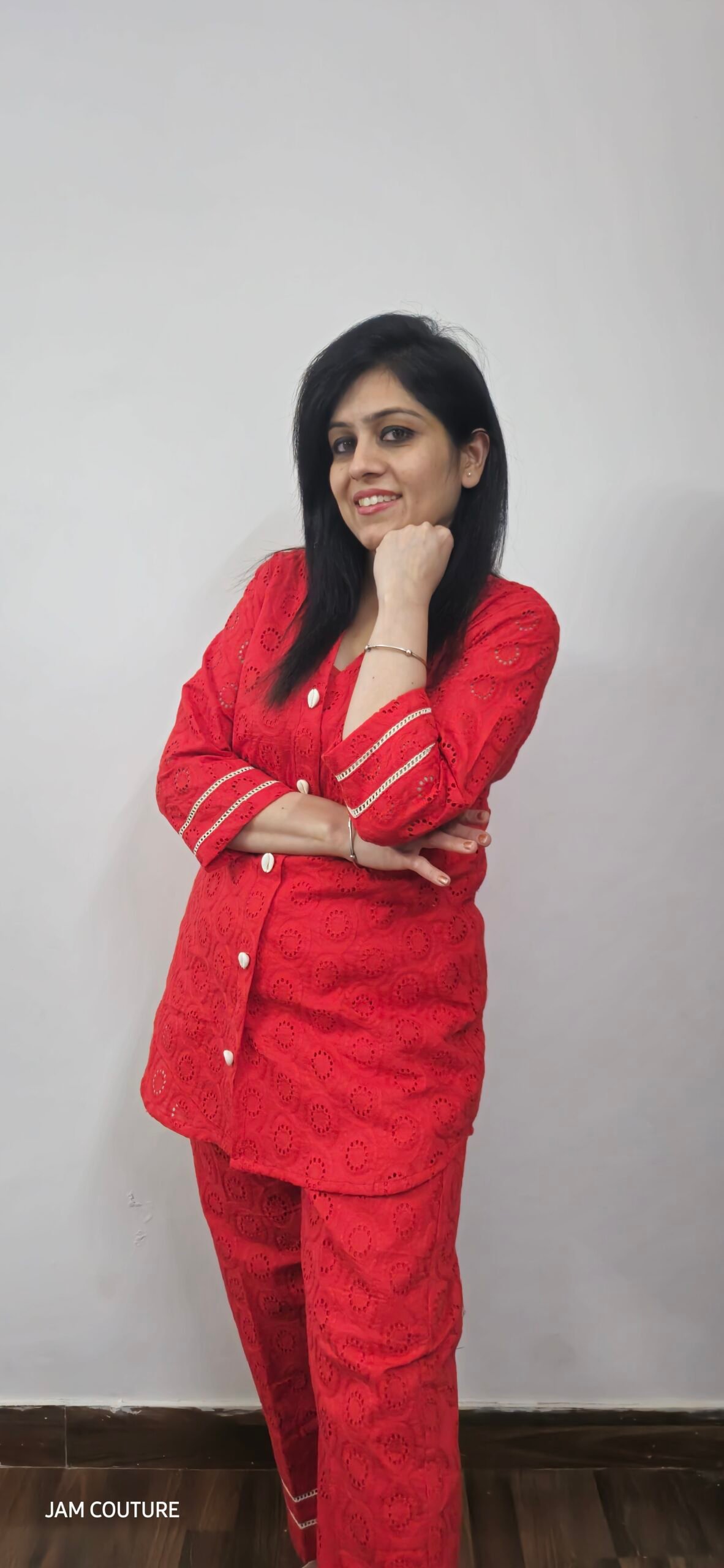 Regal Red Hakuba Chikan Co-Ord Set