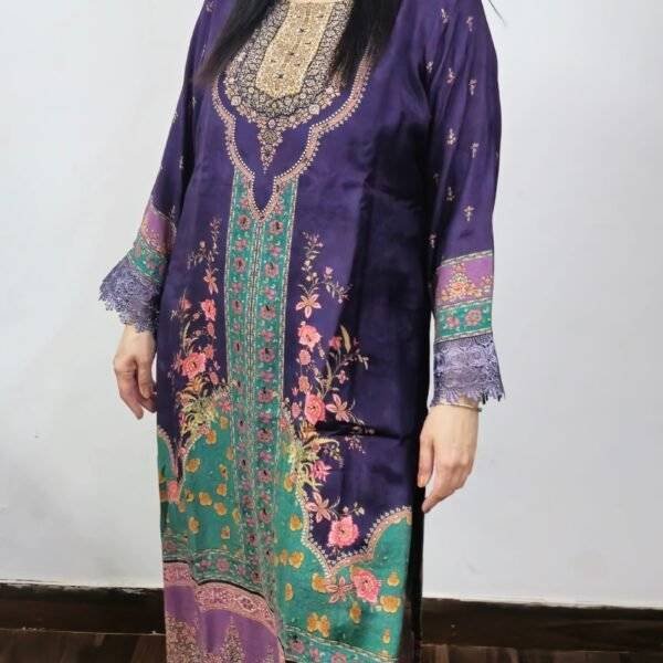 Graceful Purple Muslin Designer Suit