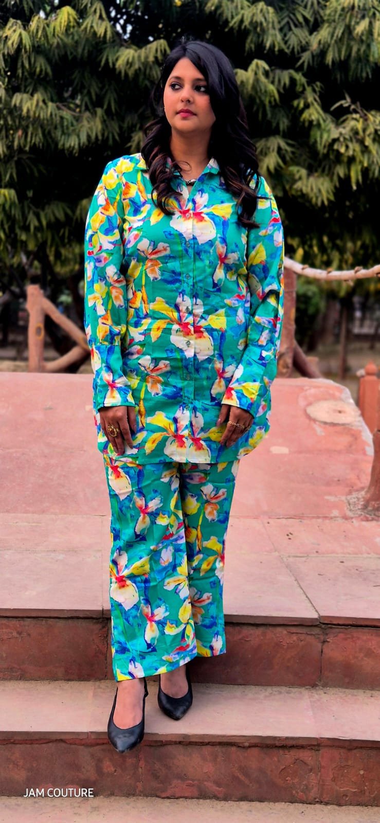 Green Abstract Floral Co-Ord Set