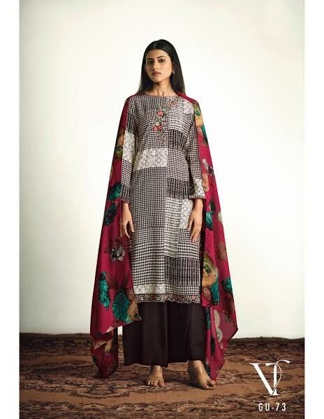 Muslin Embroidered Suit