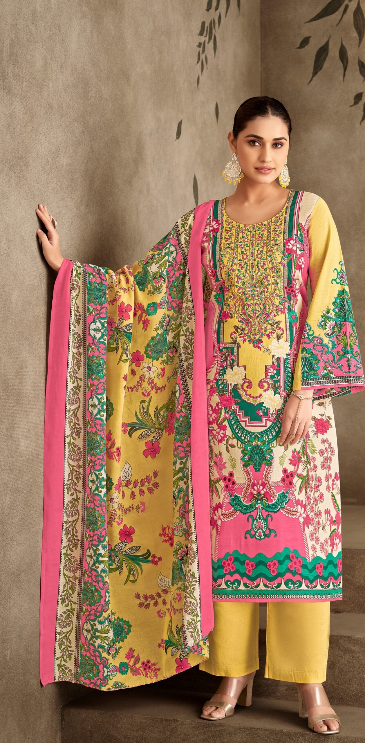 Cambric Cotton Embroidered Digital Print Suits
