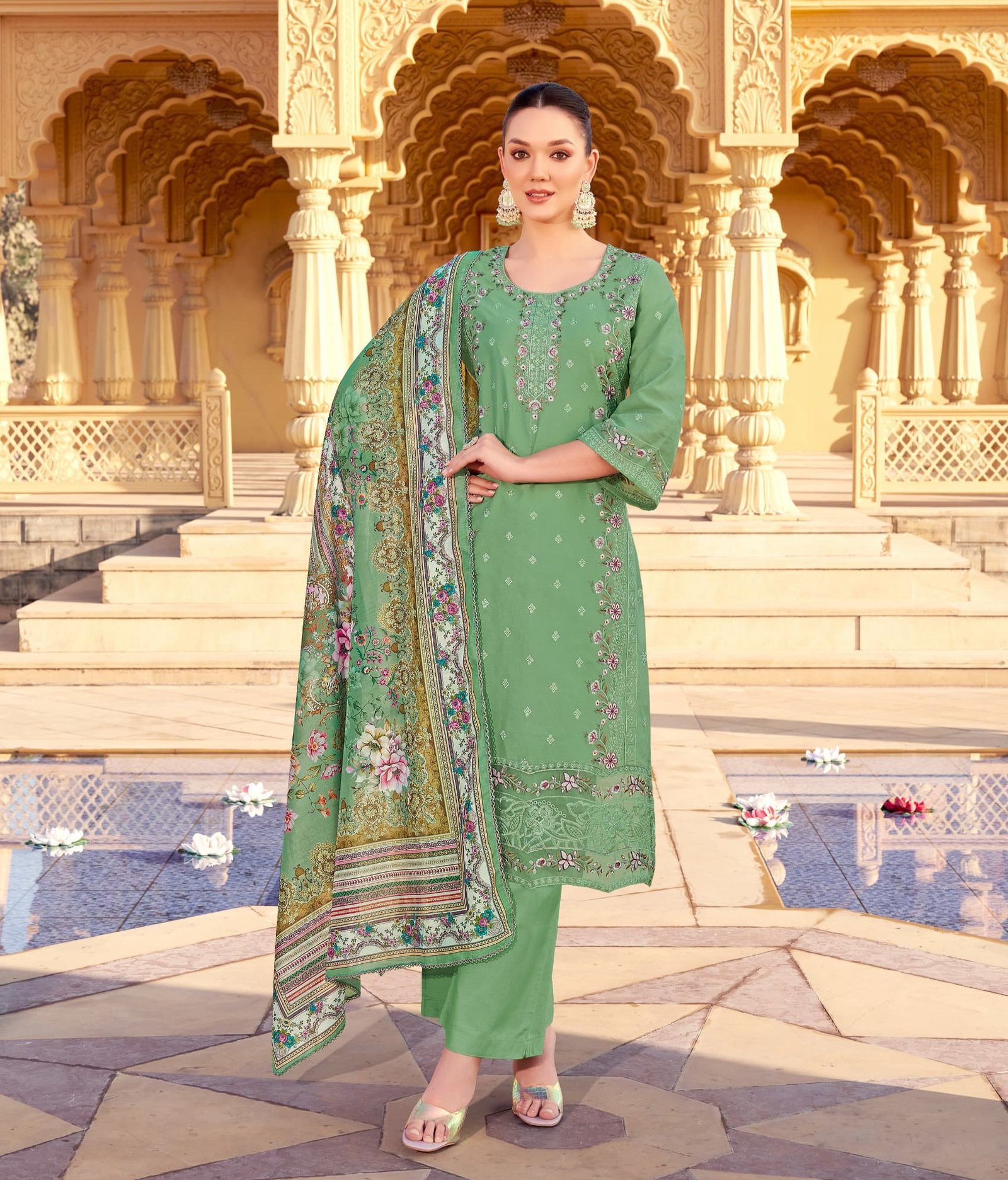 Cambric  Embroidered Lawn Suits