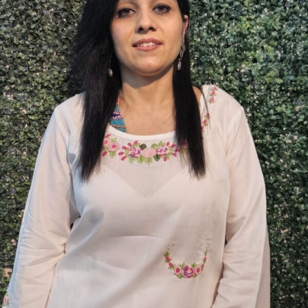 Hand Embroidered White Co-Ord