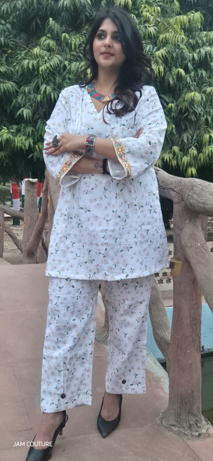 Sunshine – White Flower Print Pure Cotton Co-Ord Set