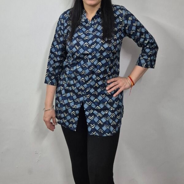 Rayon Blue Abstract Print Tunic