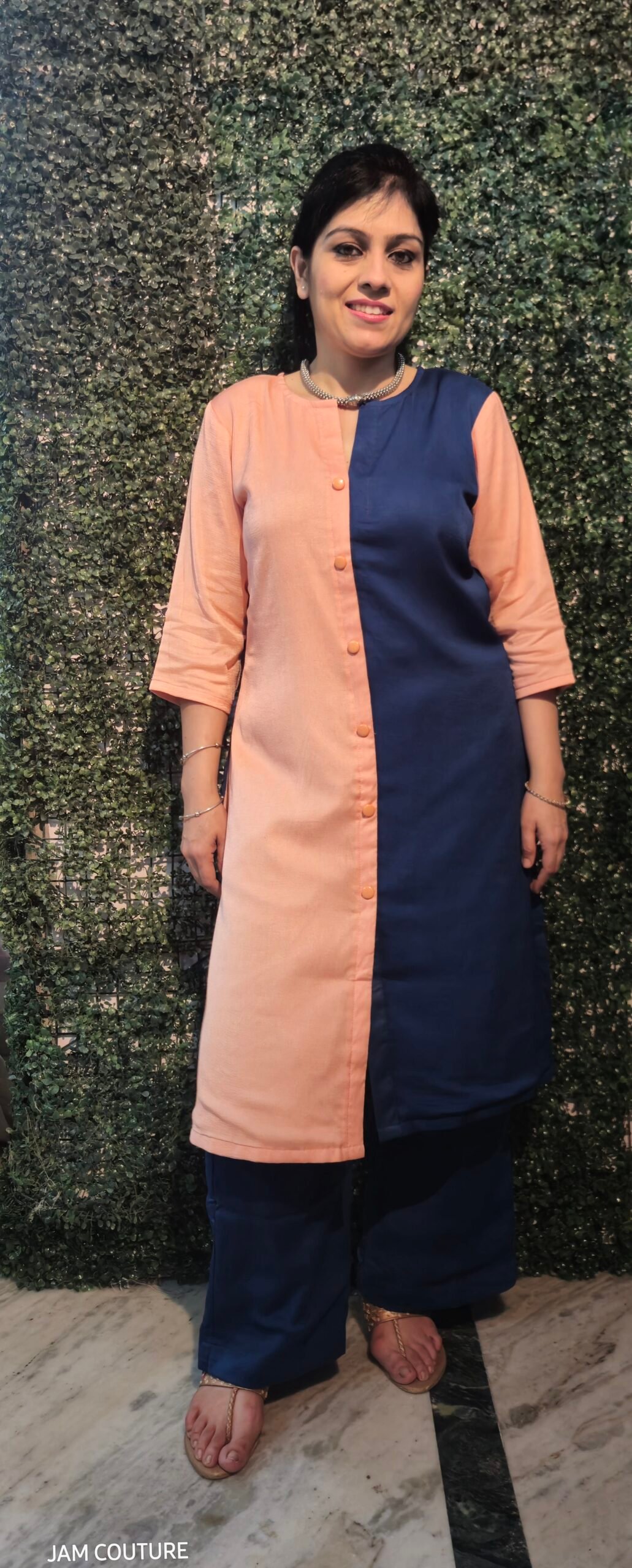 Premium Chiffon Cord Set Pink & Blue