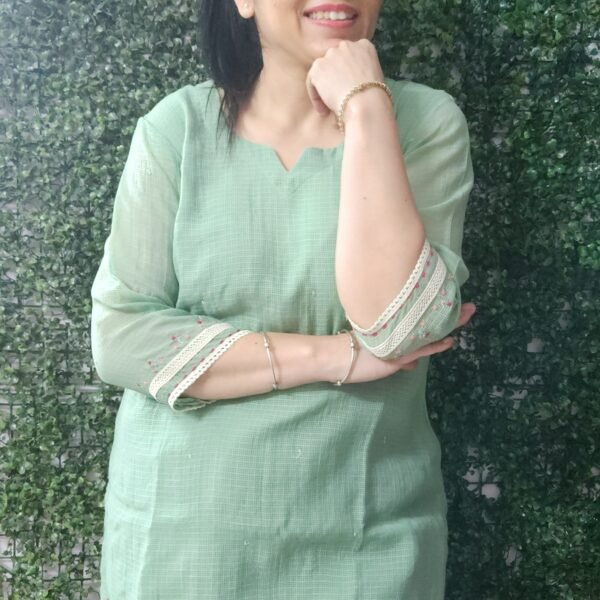 Cotton Lace Work Green Top