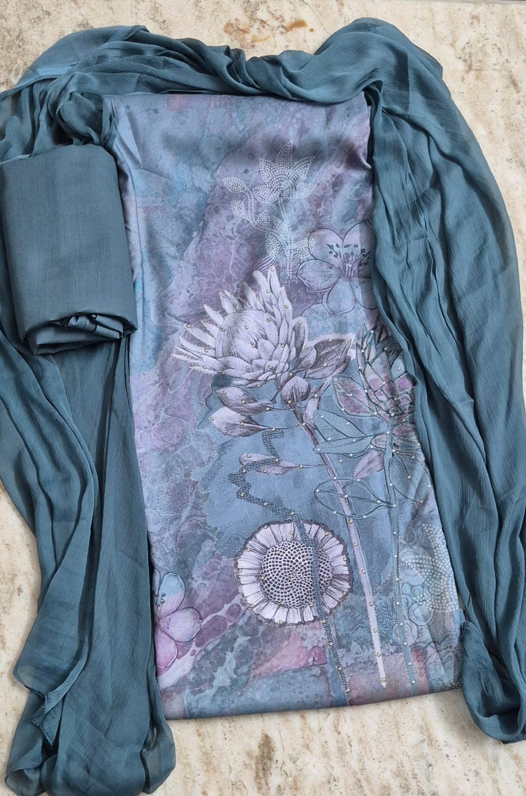 Digital Print Unstitched Cotton Suit